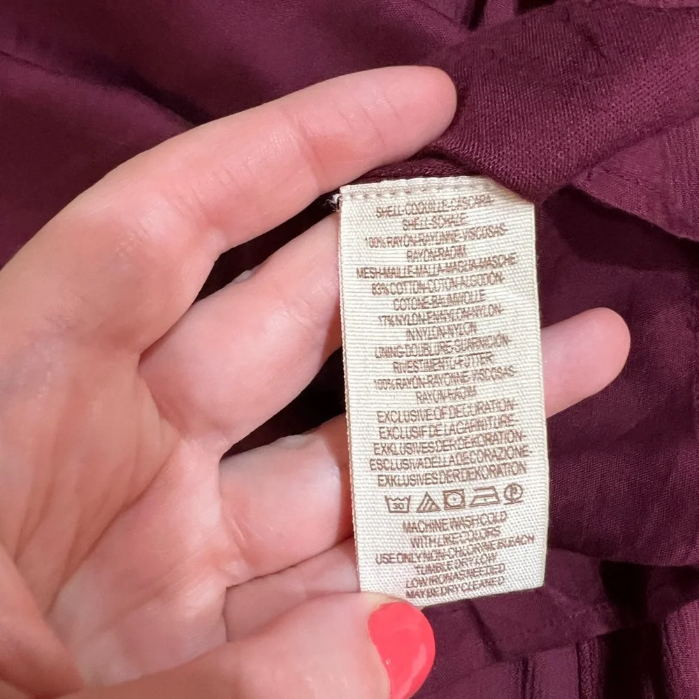 Free People size Small burgundy purple flowy embroidered boho flowy dress